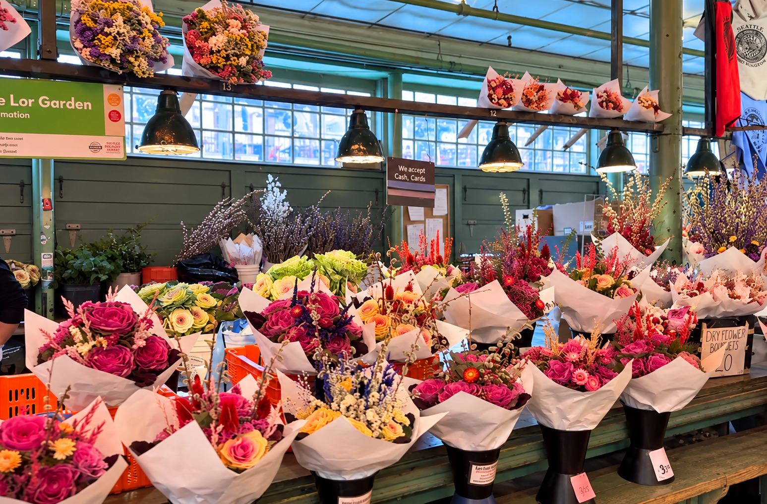 Flower bouquets at Pike Place Market