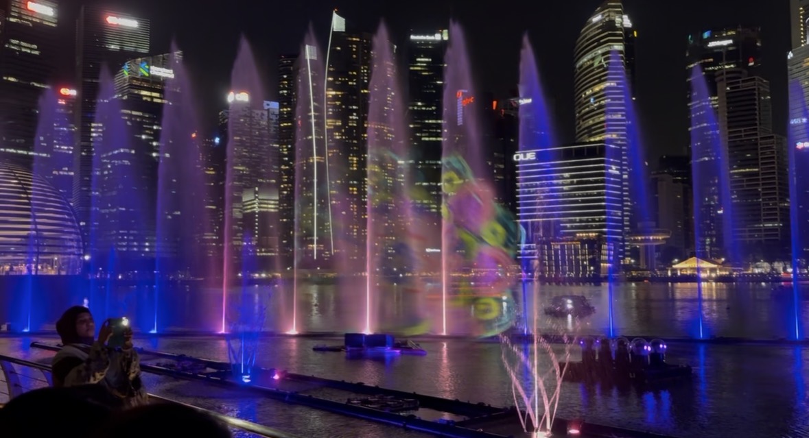 The waterfront light show after dark