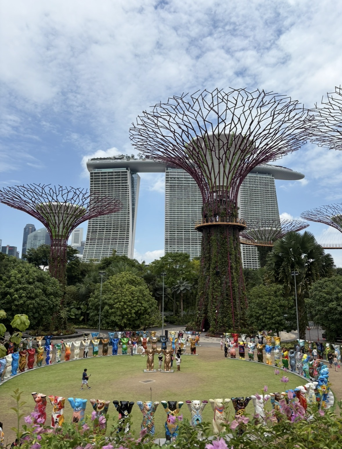 Supertrees and Marina Bay Sands from the gardens