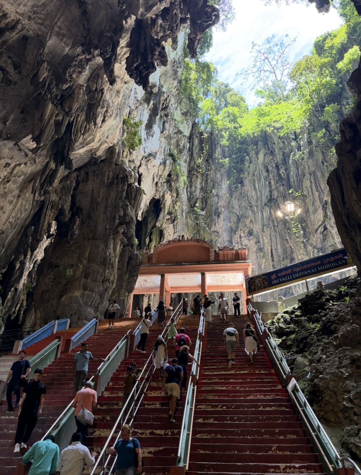 Steps and temple inside Batu Caves