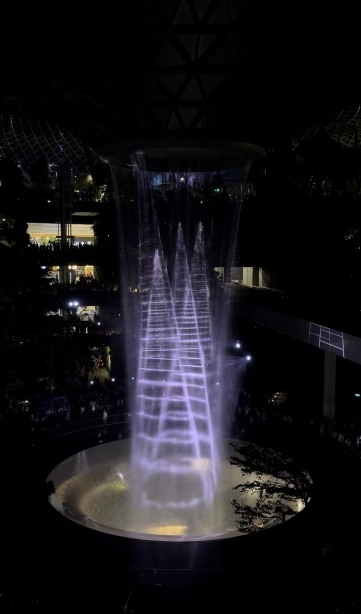 Purple light projections on the Jewel Rain Vortex