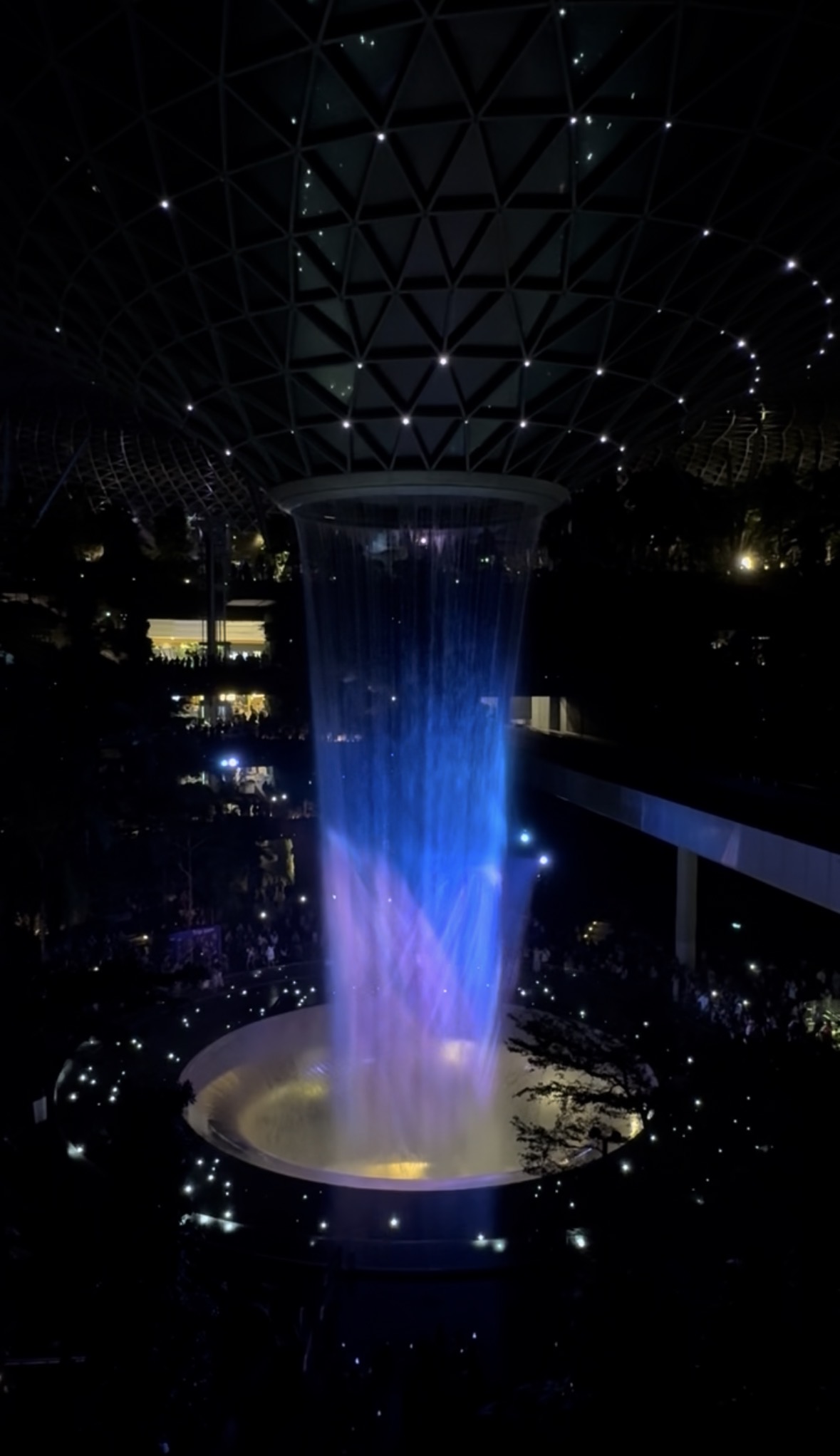 Blue and purple lights on the Jewel Rain Vortex